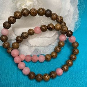 2 Wood and Stone bead bracelets